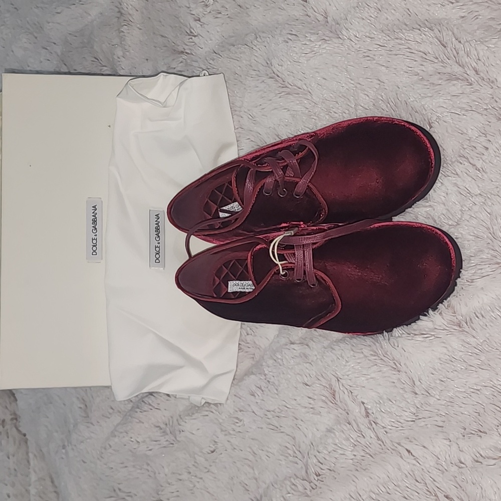 Velvet lace ups Burgundy color Dolce & Gabbana shoes boys size 33 NWB